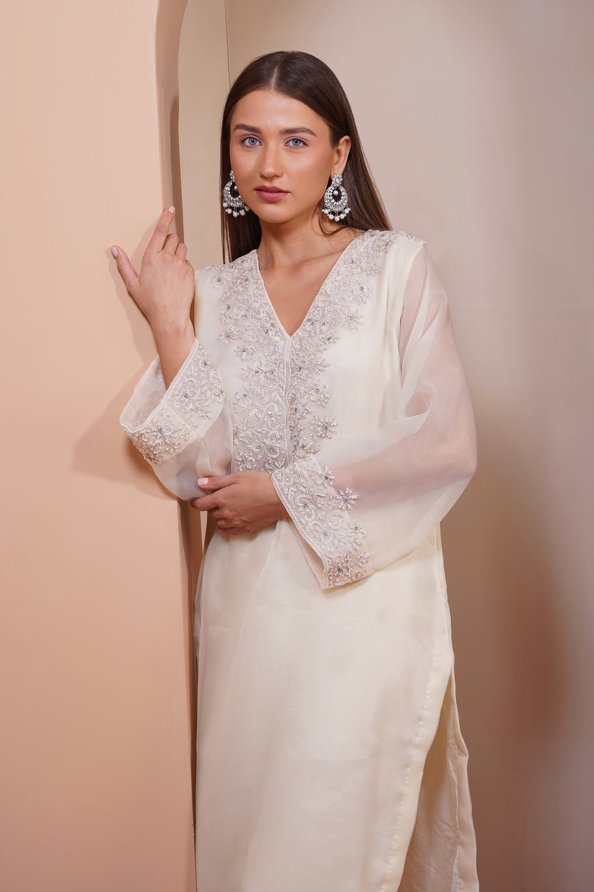 Cream Pearl Kurta Set