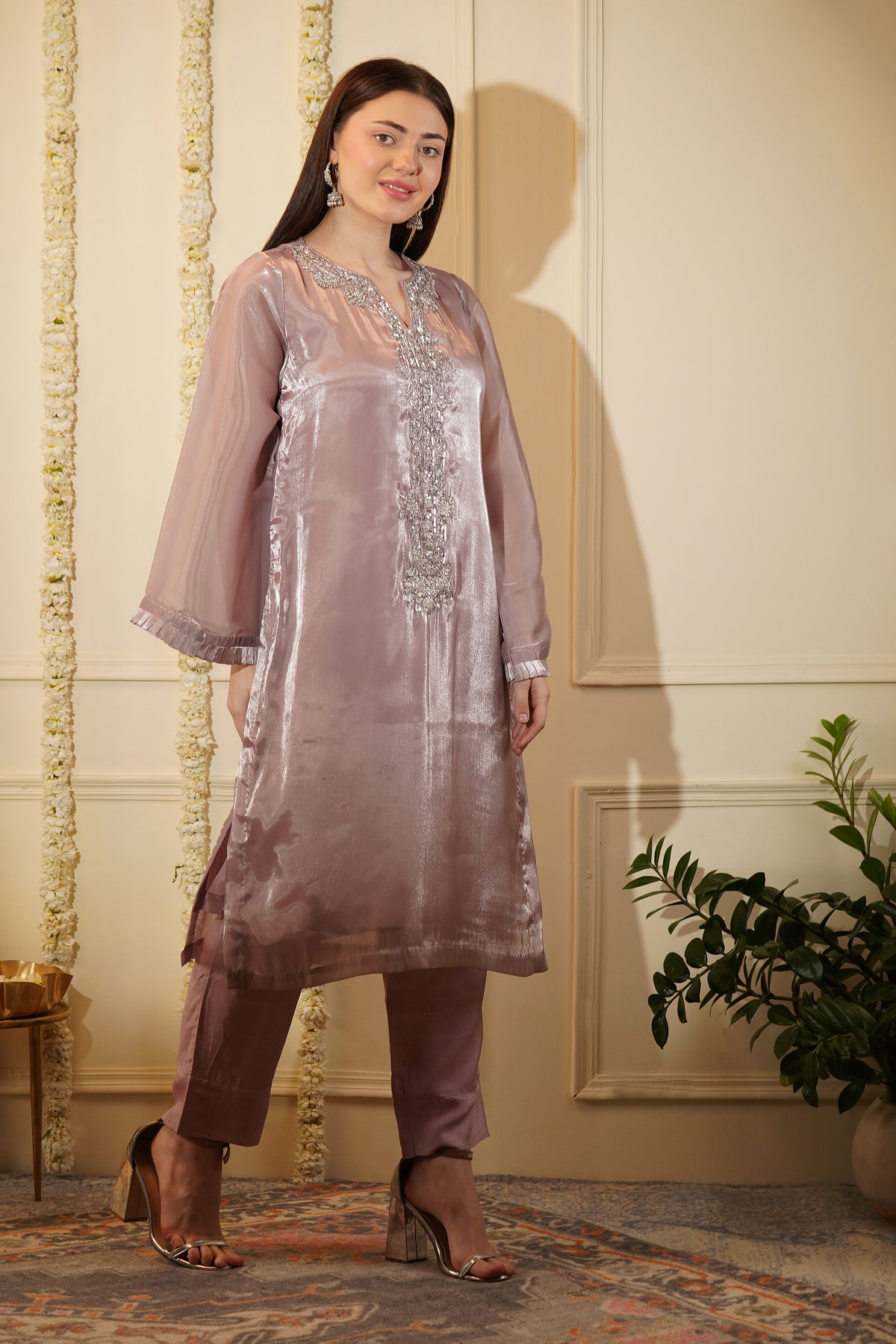 Maroon, Pink Kurta Set