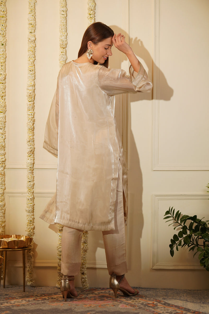 Cream Velvet Kurta Set