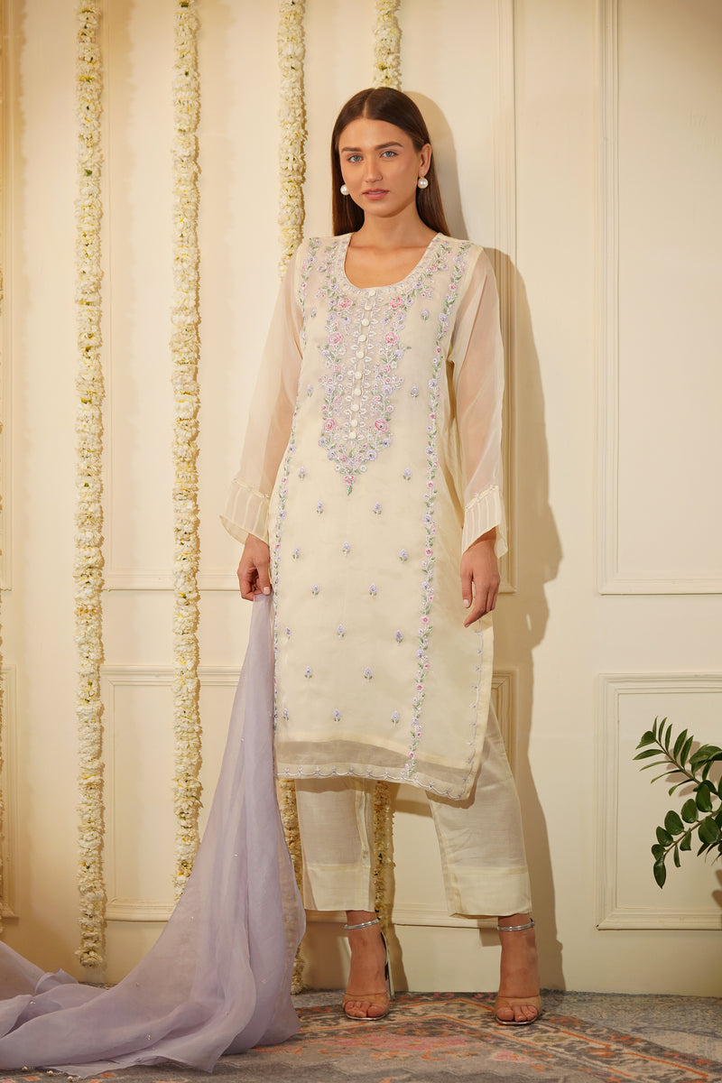 Buttercups Organza Kurta Set