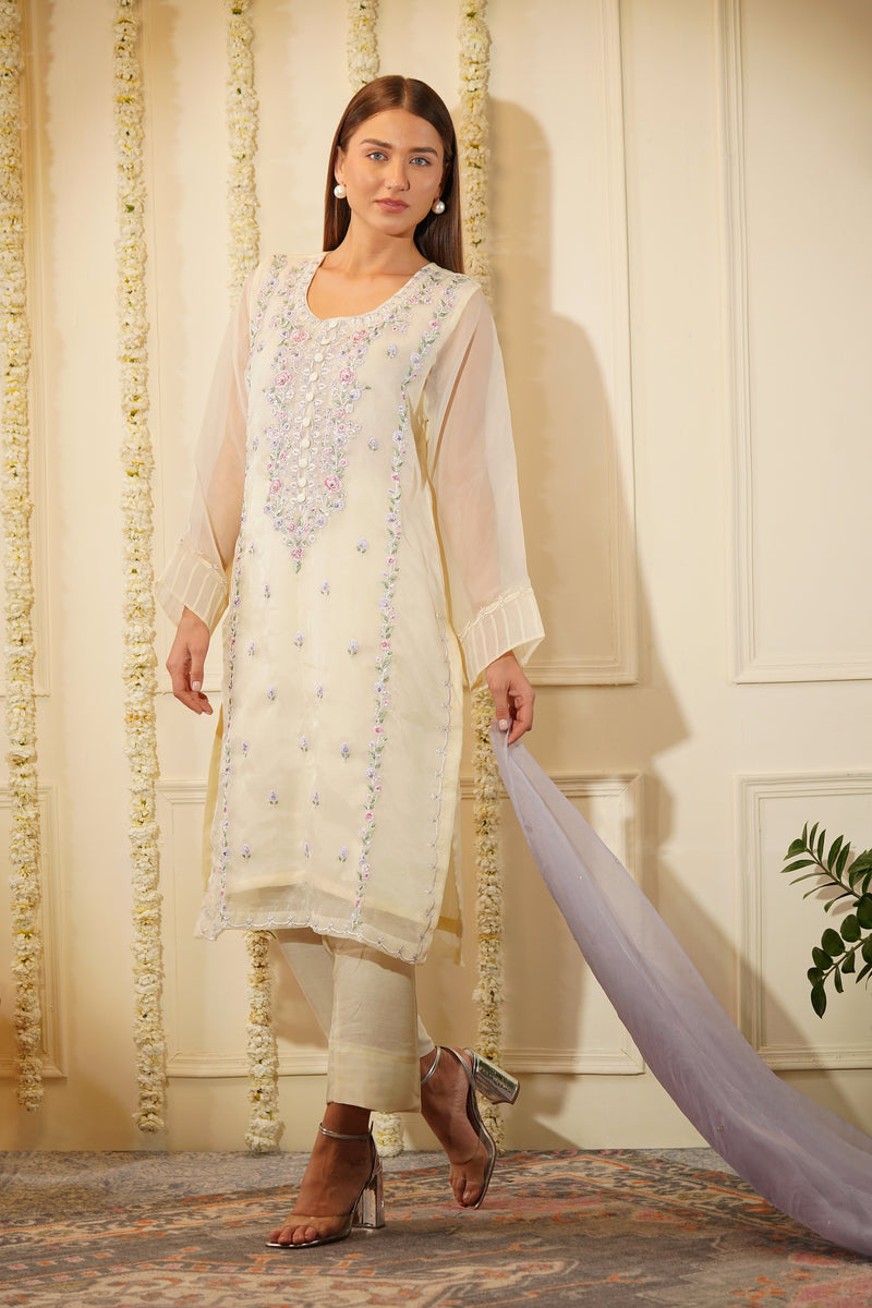 Buttercups Organza Kurta Set