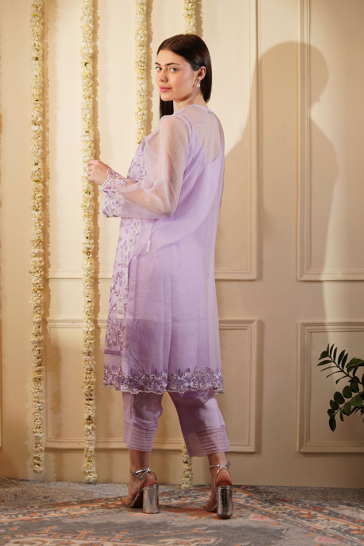 Lilac Organza Kurta Set