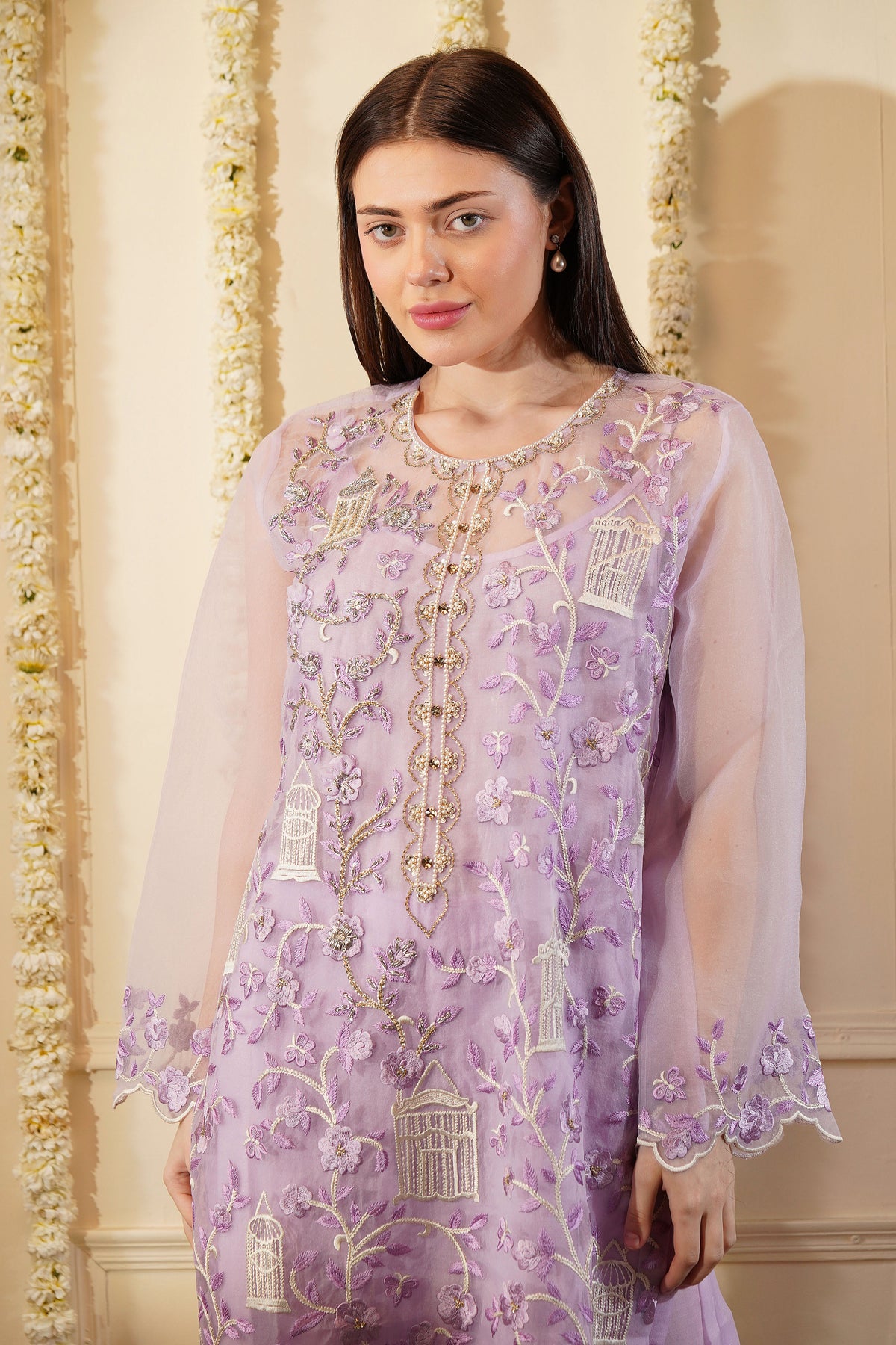 Lilac Organza Kurta Set