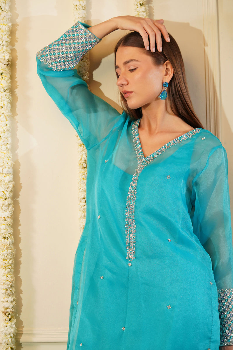 Crystal Blue Kurta Set
