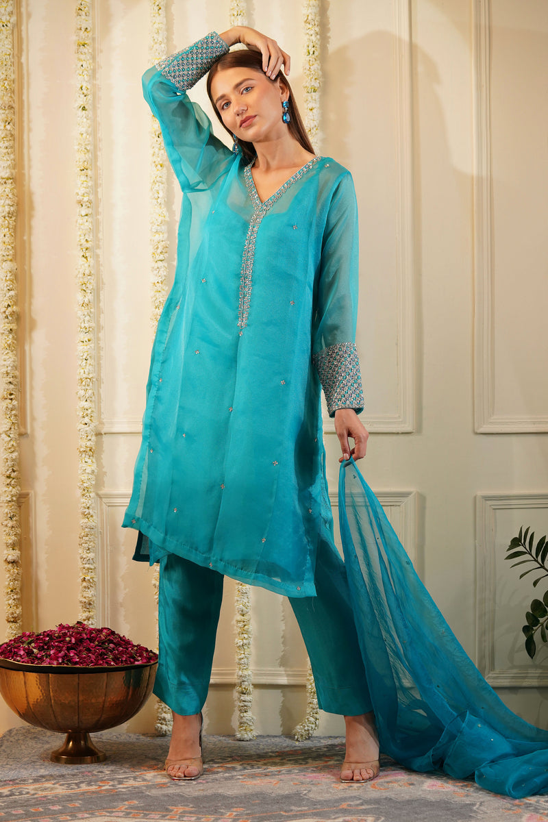 Crystal Blue Kurta Set