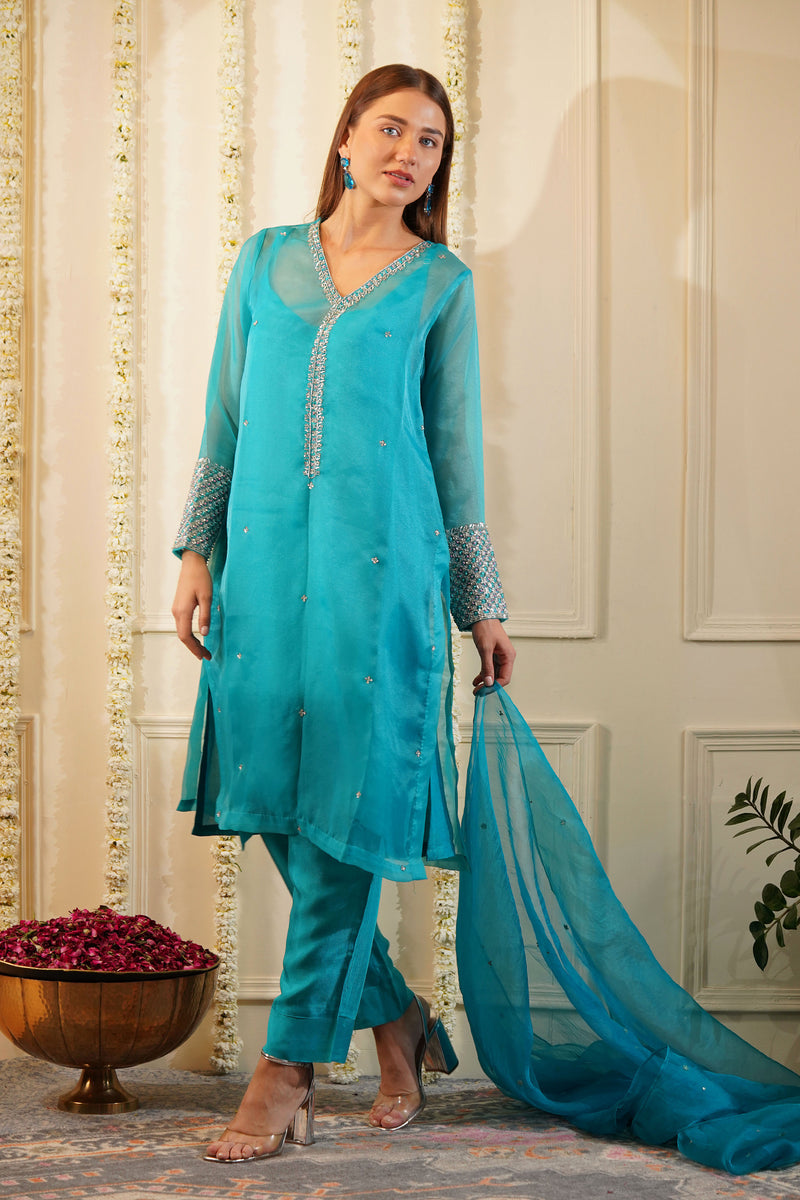 Crystal Blue Kurta Set