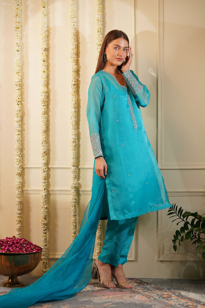 Crystal Blue Kurta Set