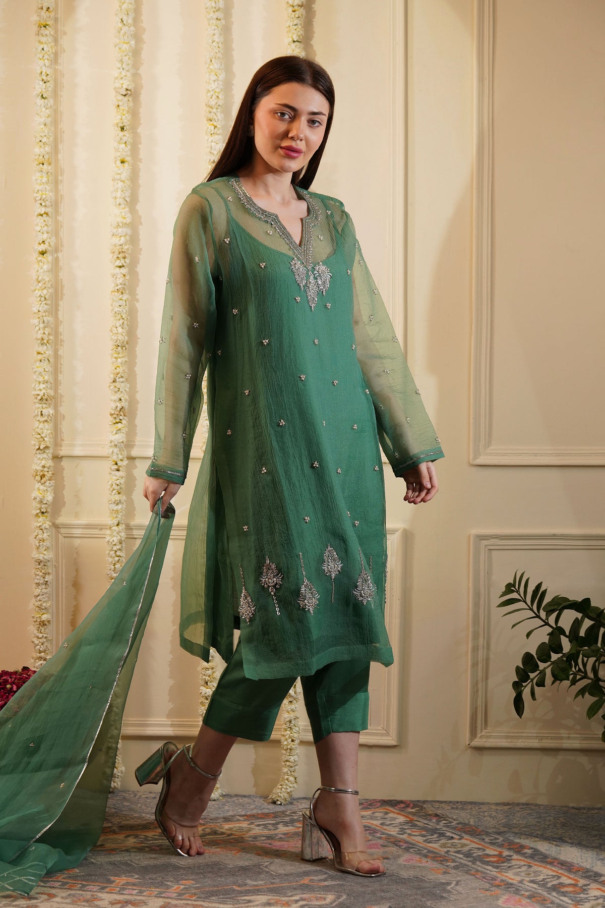 Vert Organza Kurta Set
