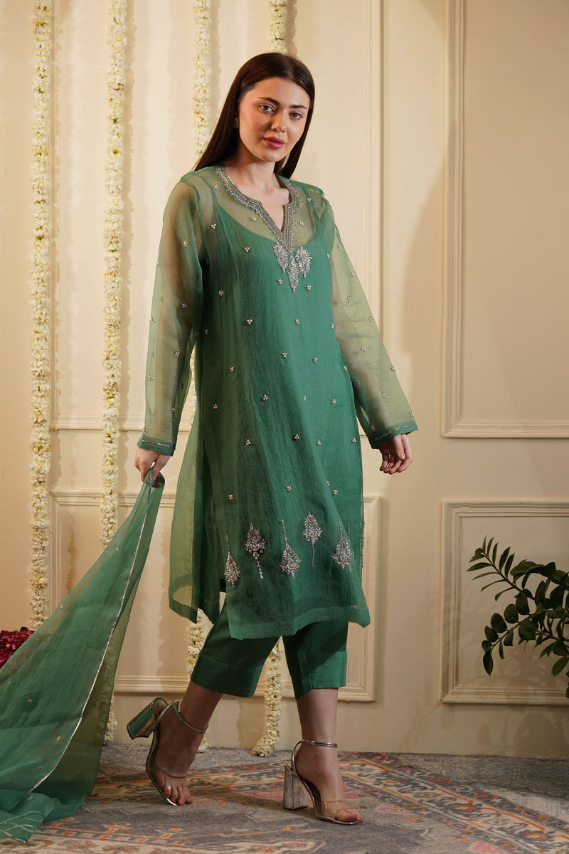 Vert Organza Kurta Set