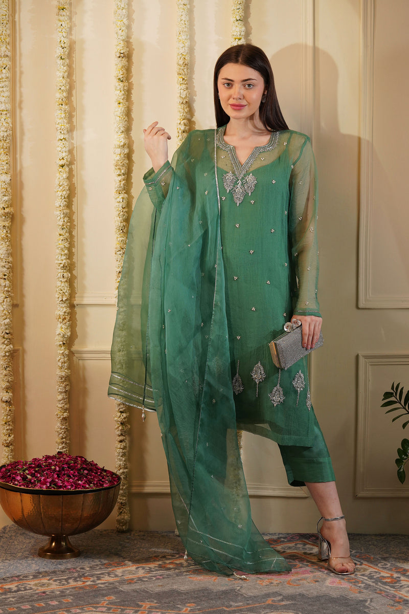 Vert Organza Kurta Set