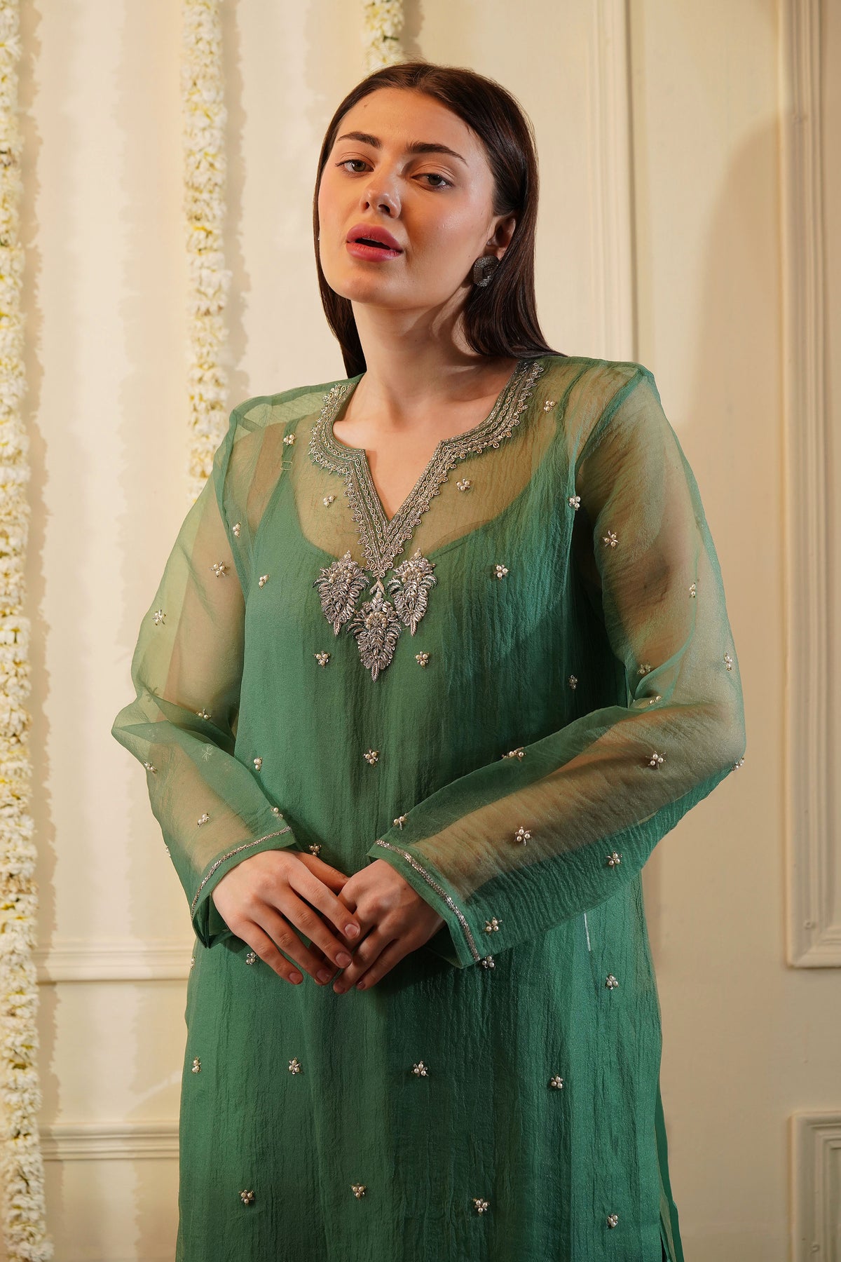 Vert Organza Kurta Set