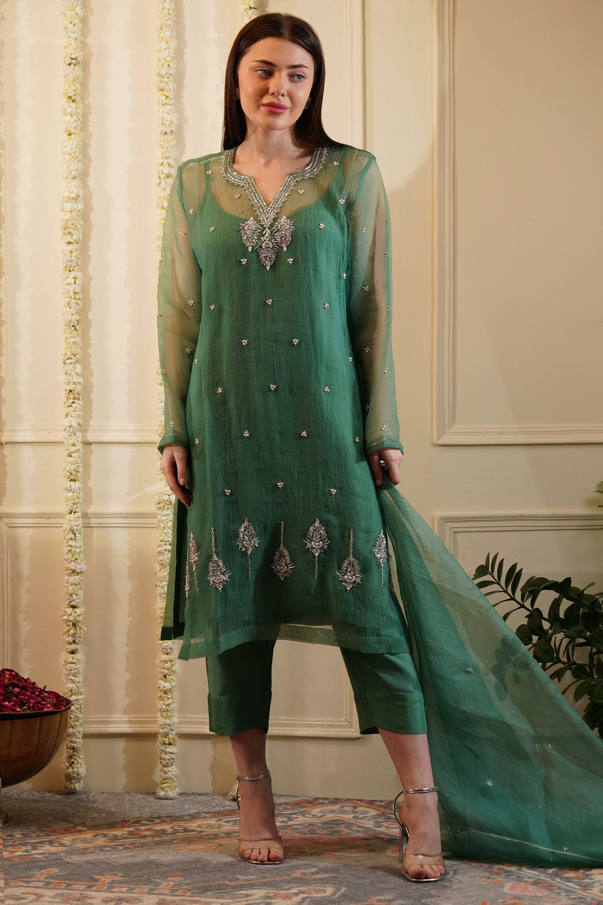 Vert Organza Kurta Set
