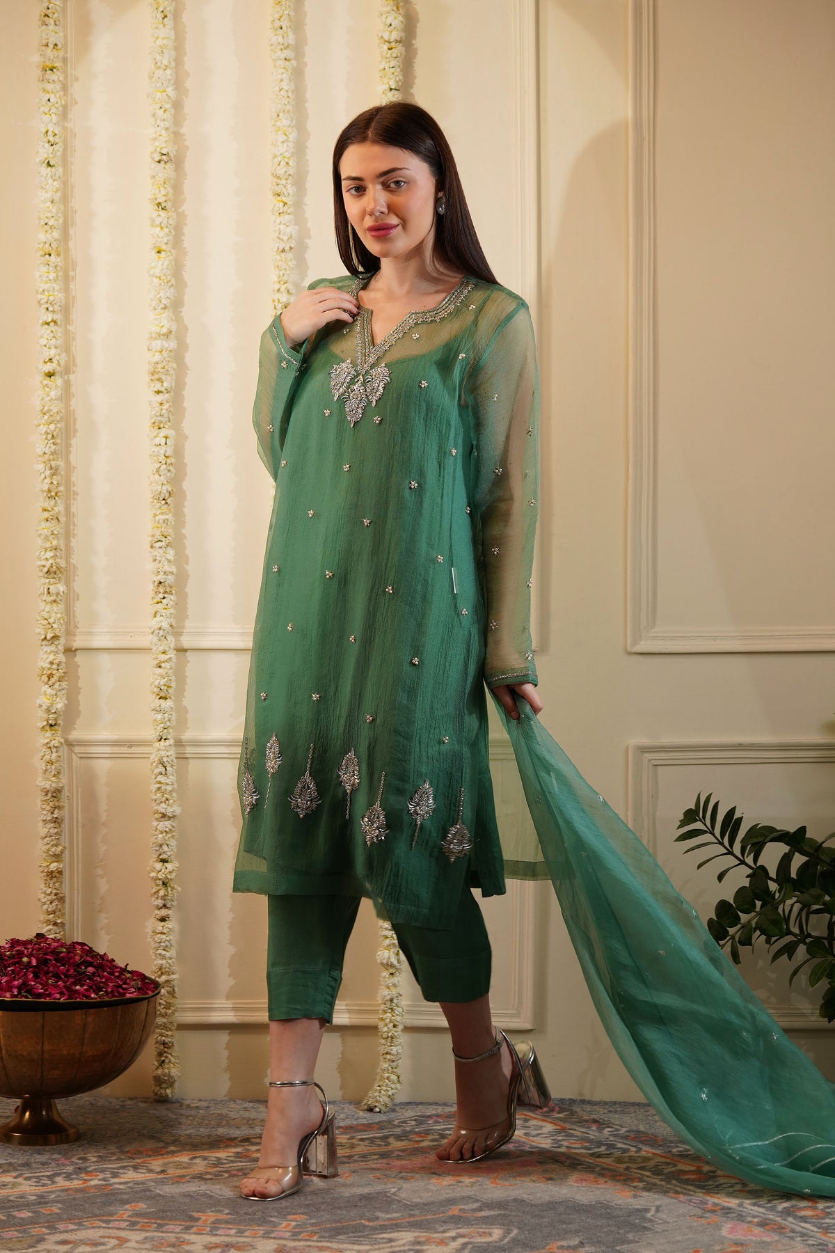 Vert Organza Kurta Set