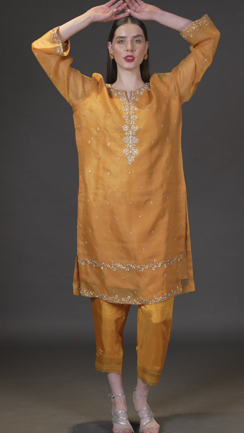 Mehendi Organza Kurta Set